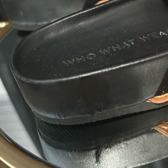 Who What Wear Brown Croc-Embossed Sandals - Picture 6 of 7